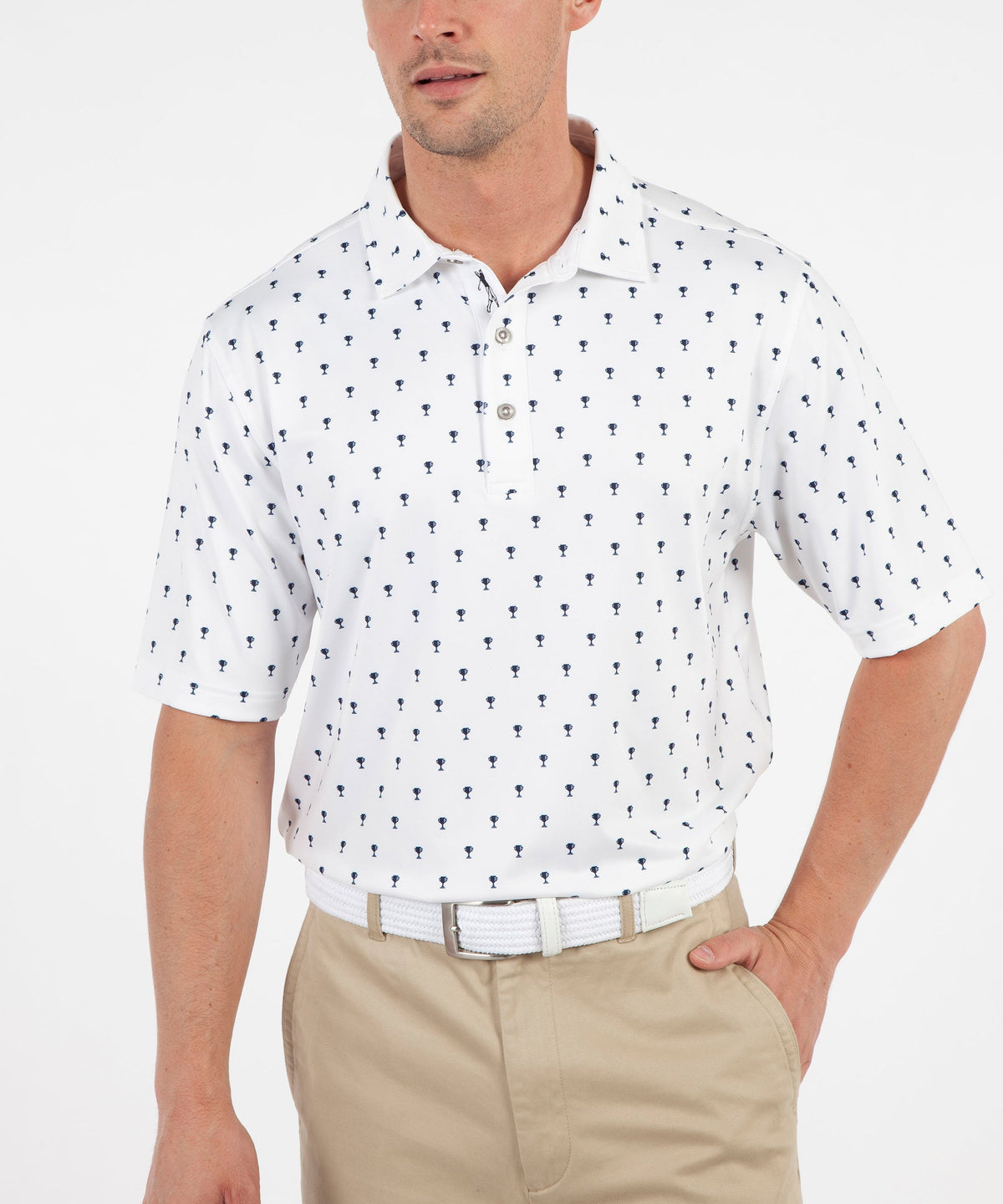 Performance Trophy Print Short Sleeve Polo Shirt