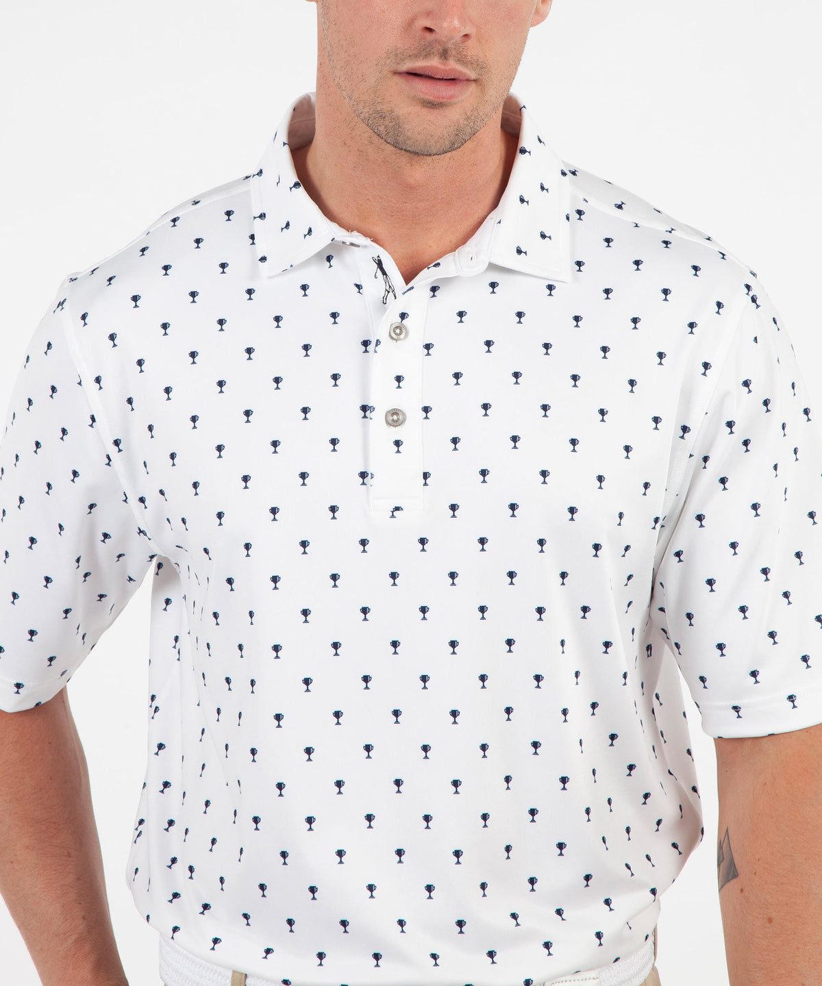 Performance Trophy Print Short Sleeve Polo Shirt