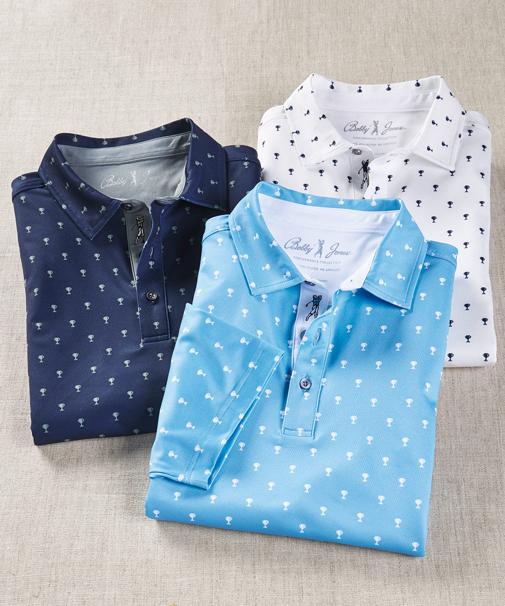 Performance Trophy Print Short Sleeve Polo Shirt
