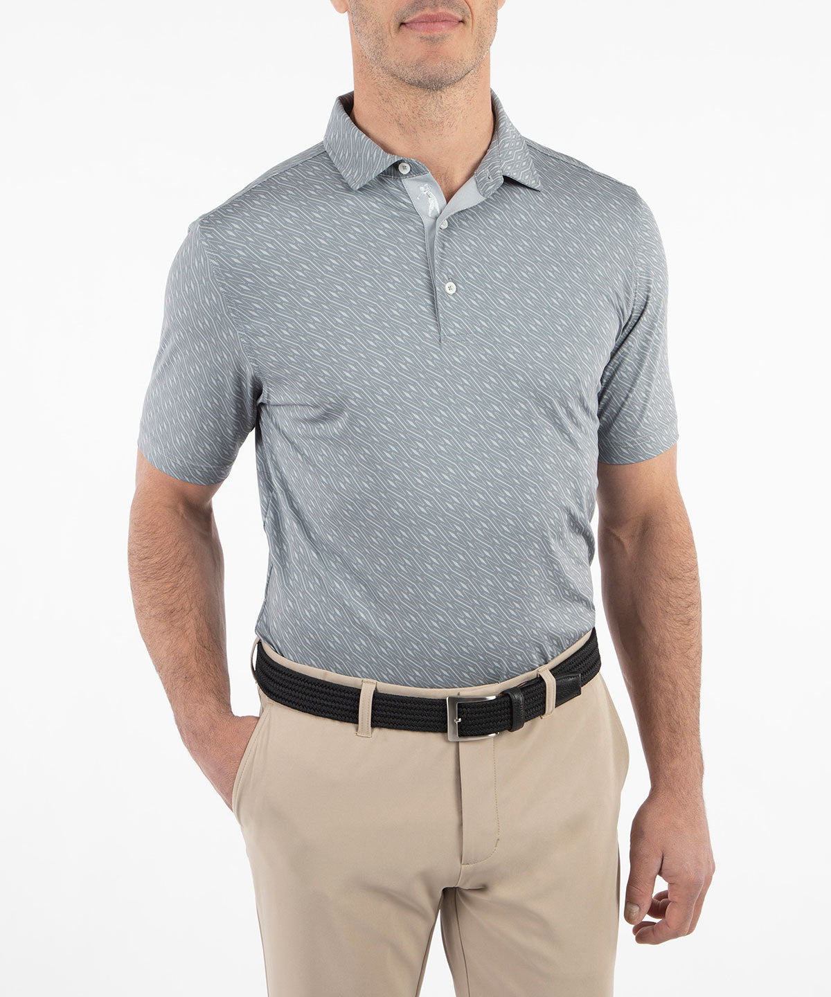 Performance Jersey Tonal Argyle Print Polo