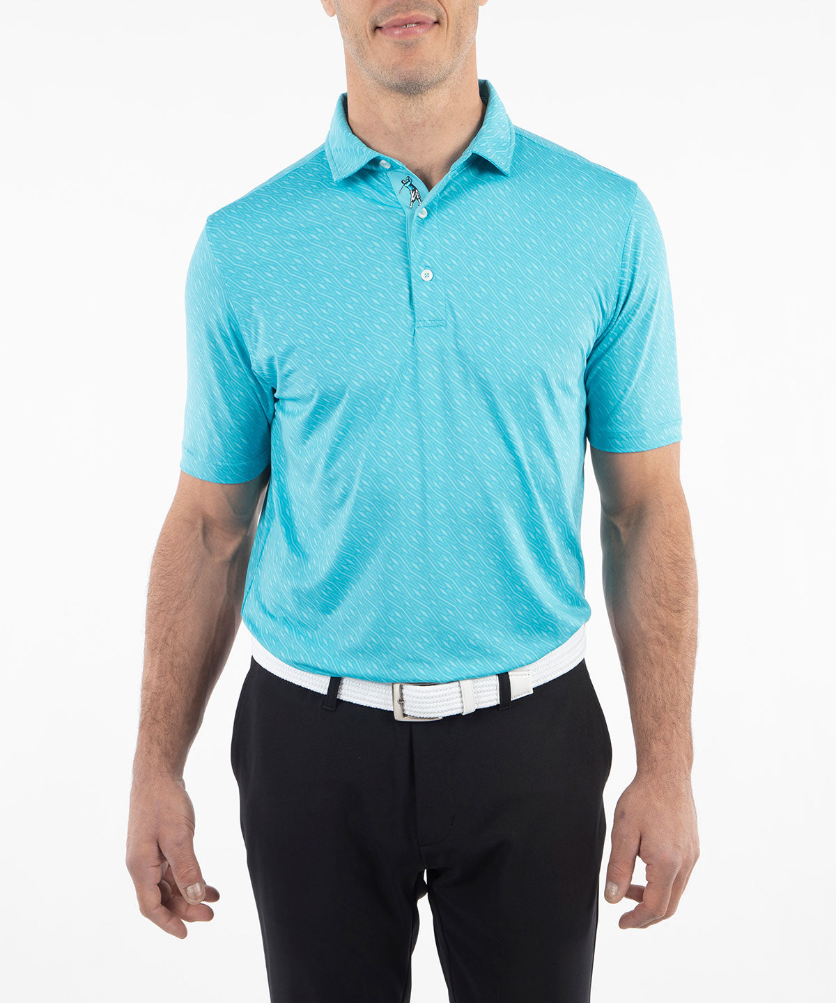 Performance Jersey Tonal Argyle Print Polo