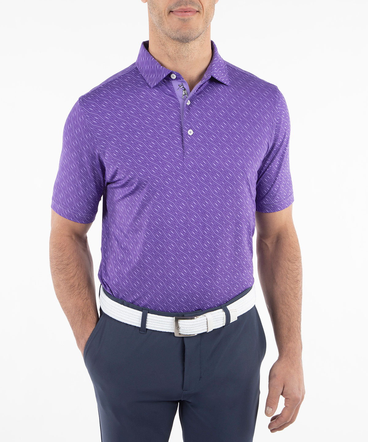 Performance Jersey Tonal Argyle Print Polo