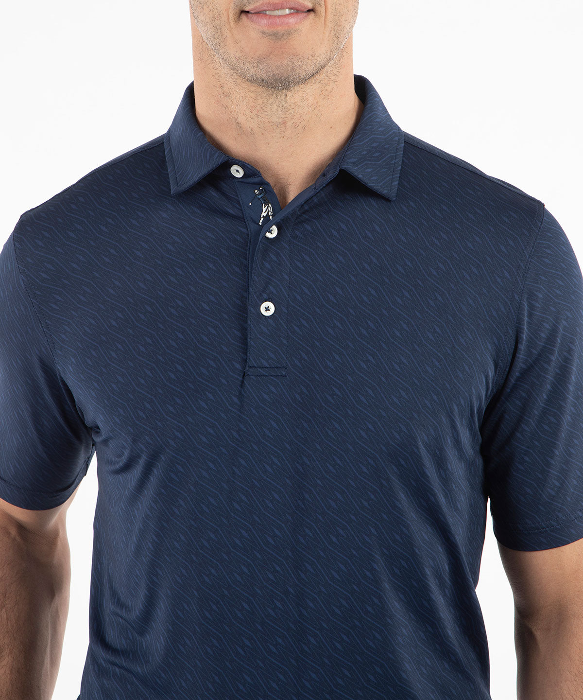 Performance Jersey Tonal Argyle Print Polo