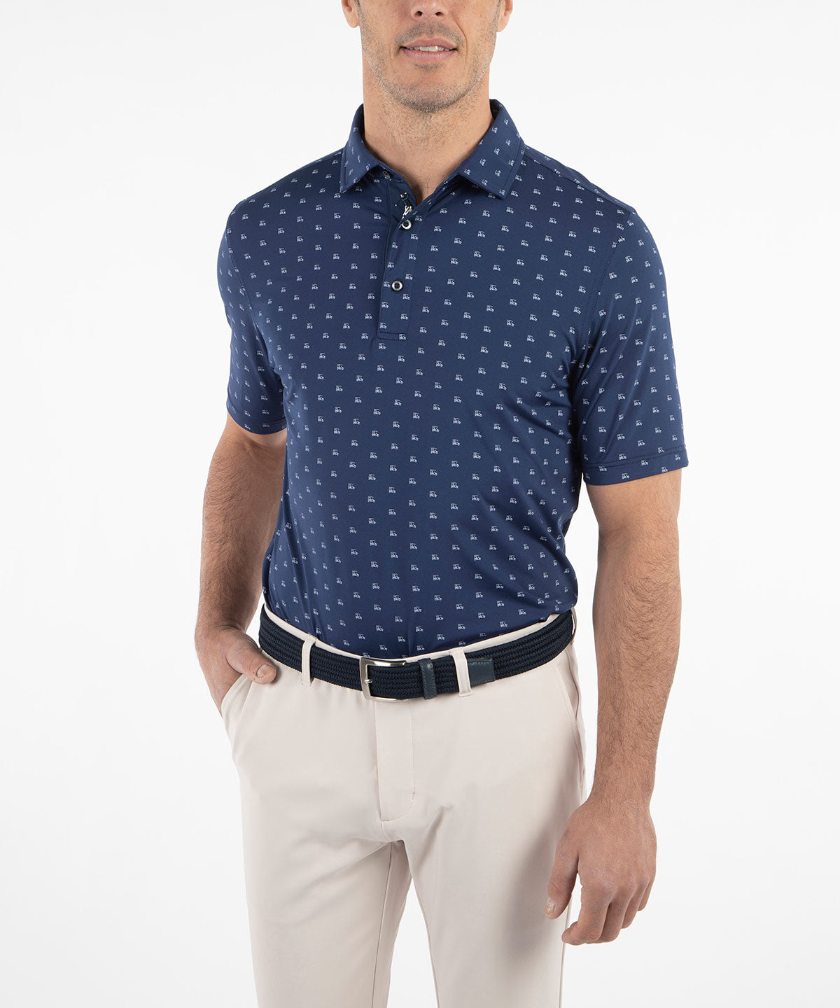 Performance Jersey Golf Cart Print Polo Shirt