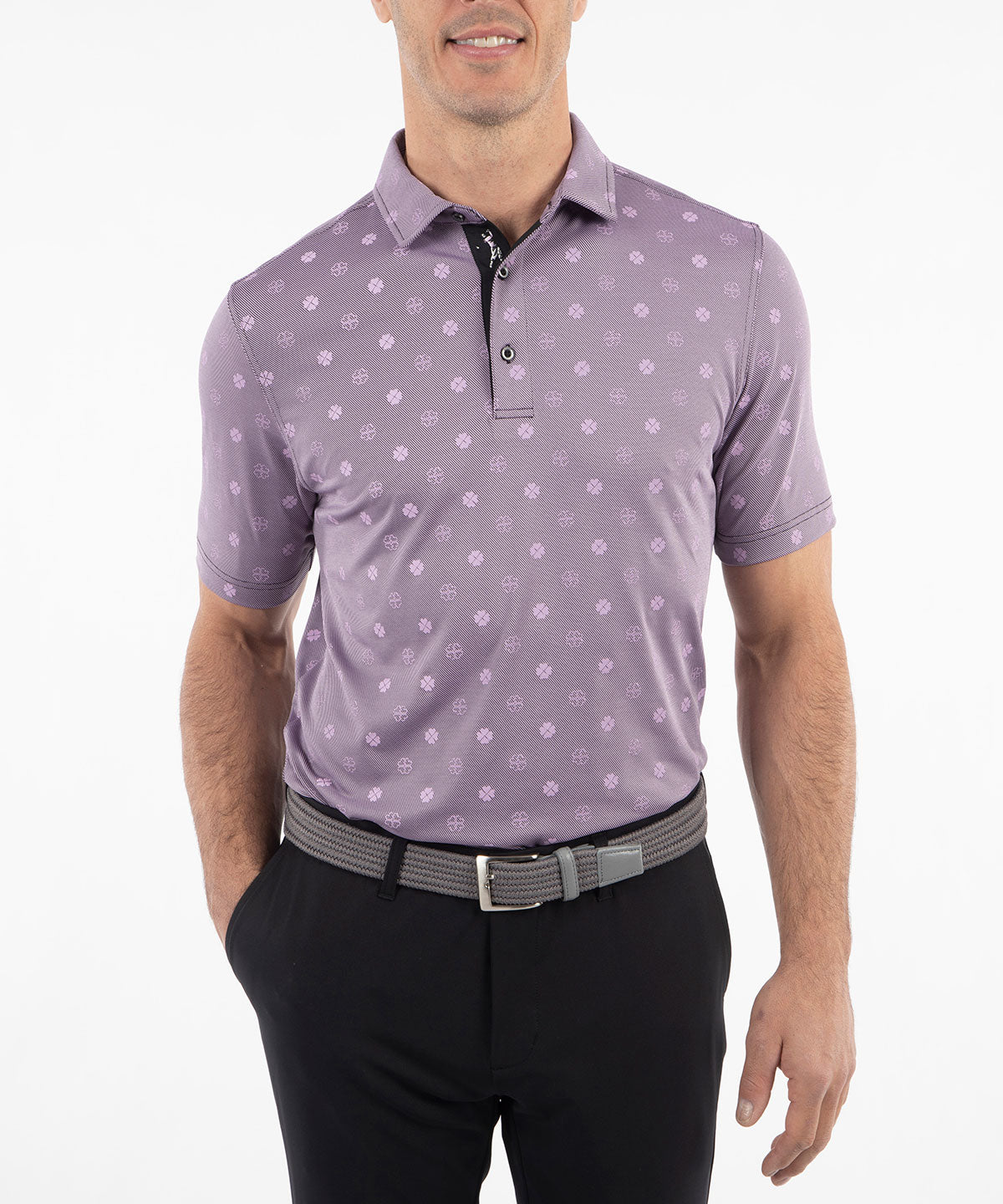 Performance Jersey Twill Clover Print Polo