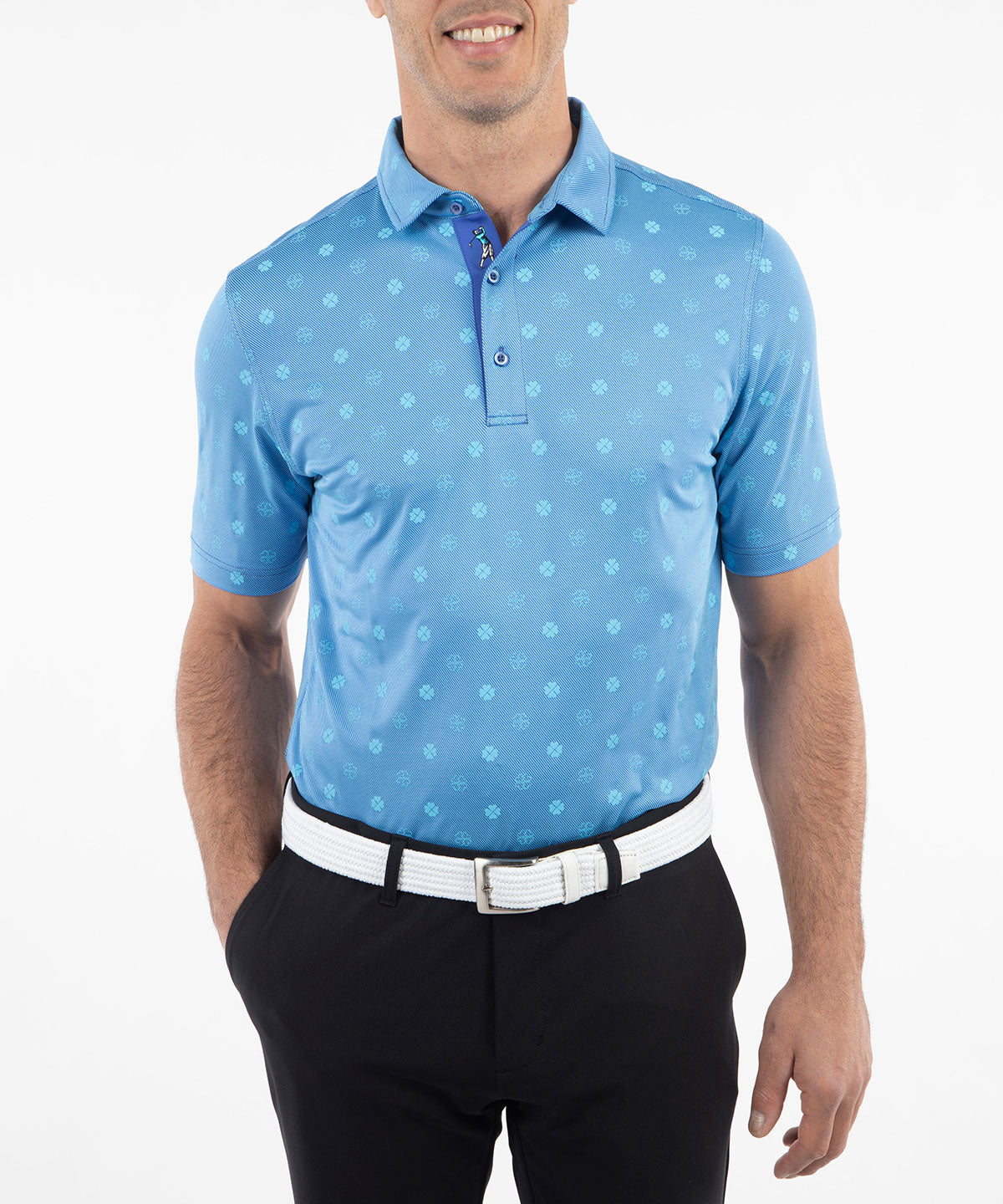 Performance Jersey Twill Clover Print Polo