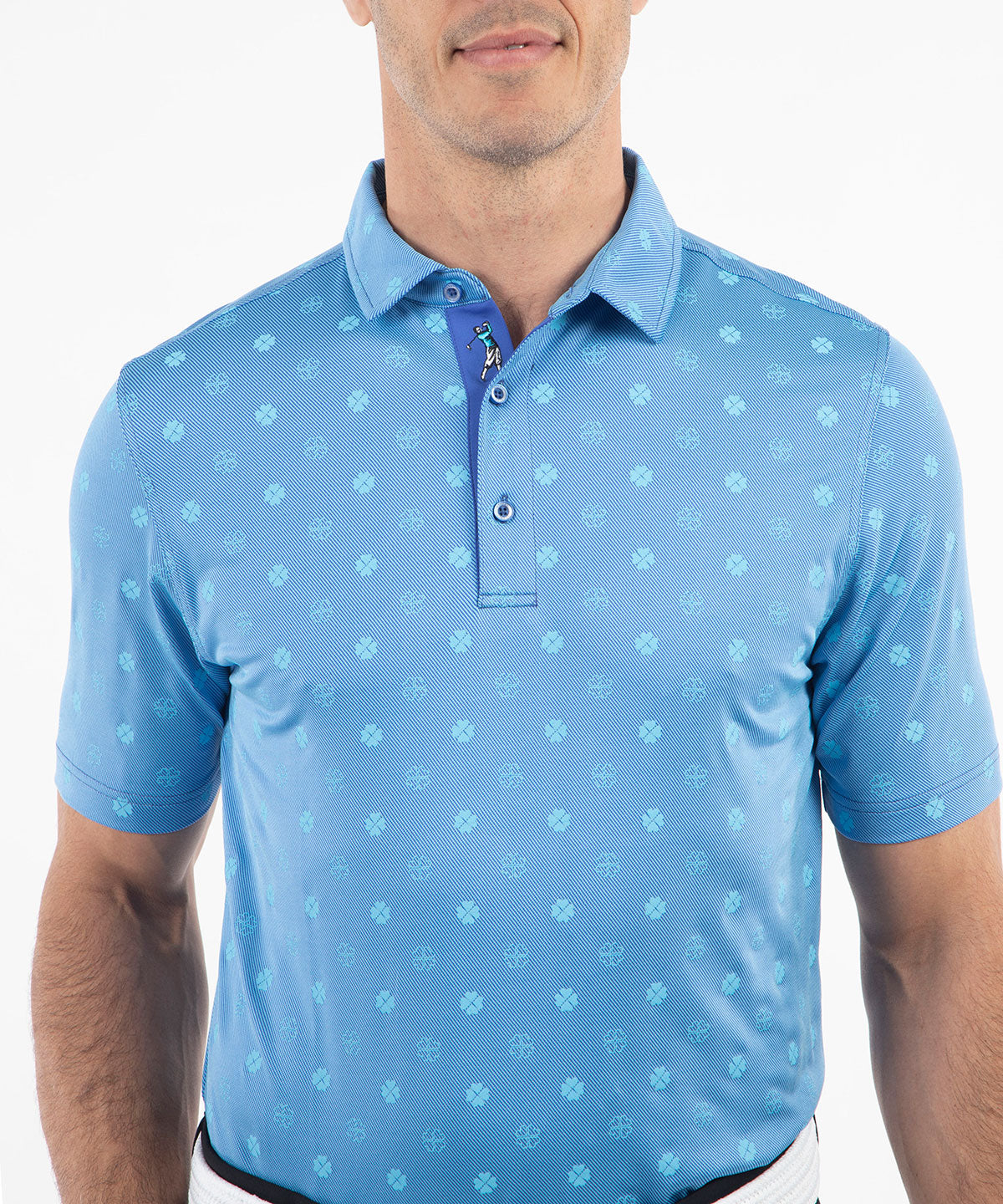 Performance Jersey Twill Clover Print Polo