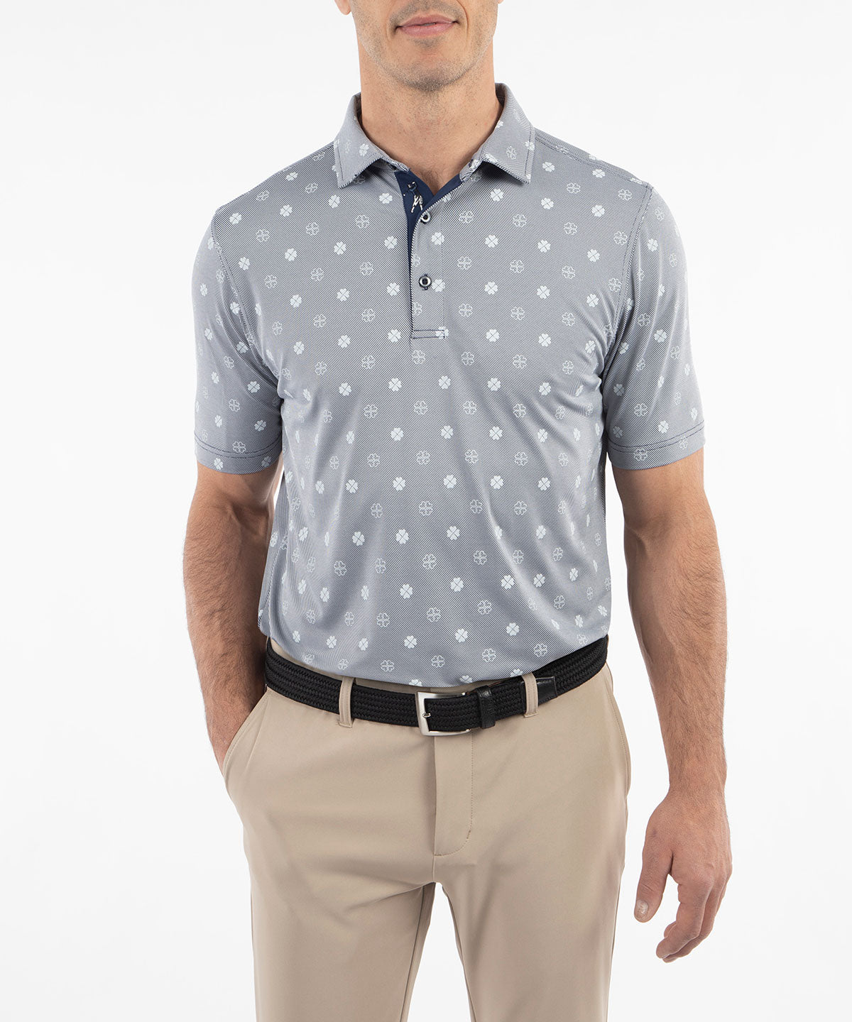 Performance Jersey Twill Clover Print Polo