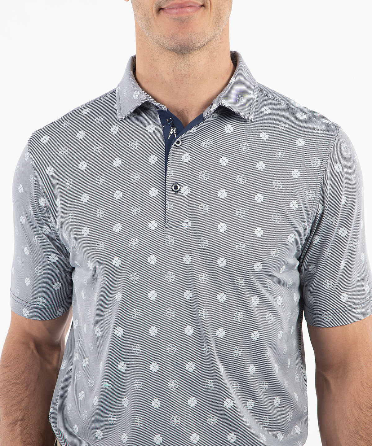 Performance Jersey Twill Clover Print Polo