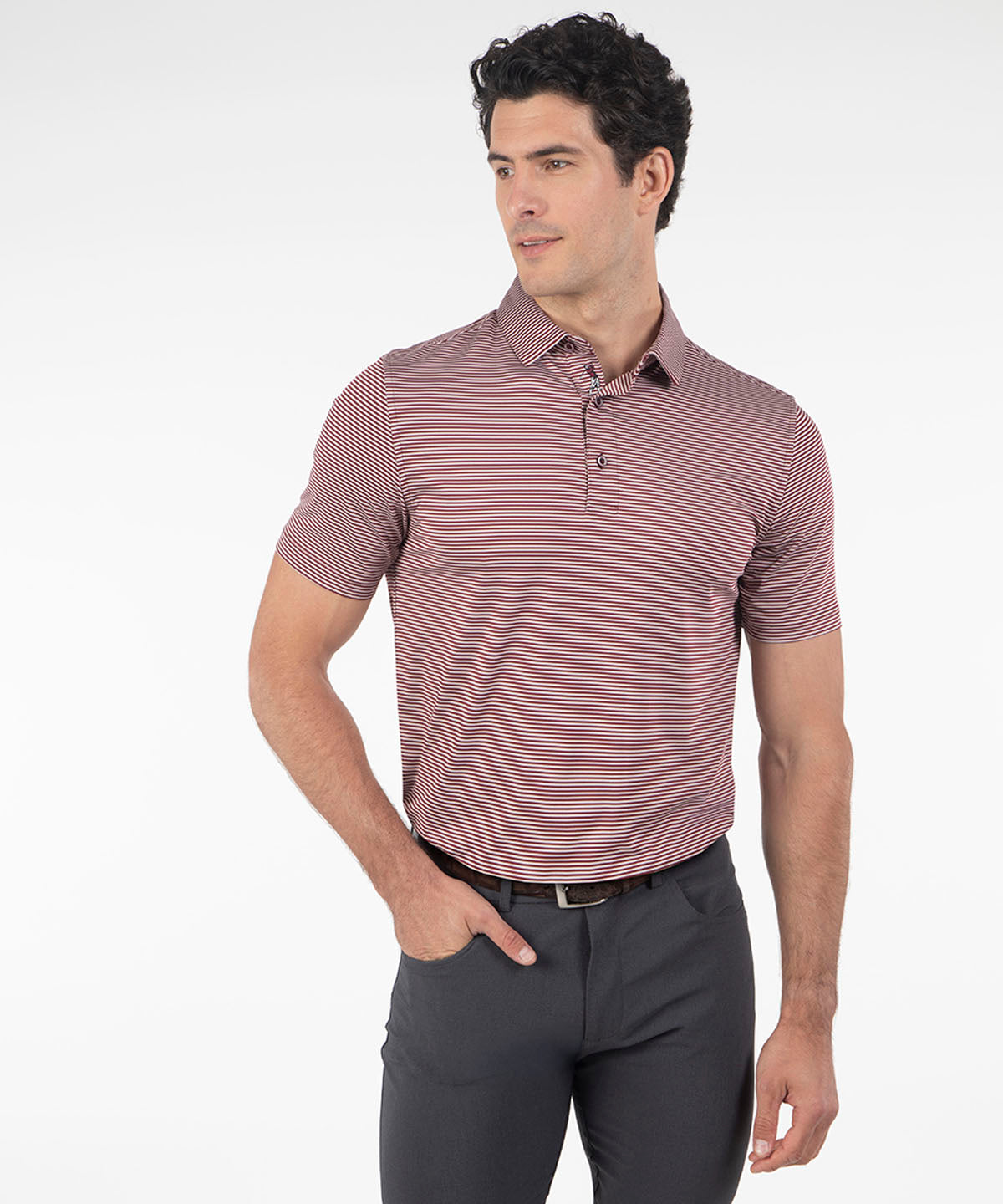 Performance Jersey Mini Tonal Feed Stripe Polo