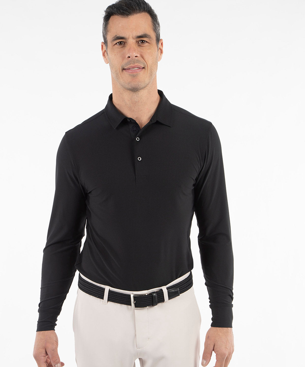 Performance Jersey Balata Print Long-Sleeve Polo