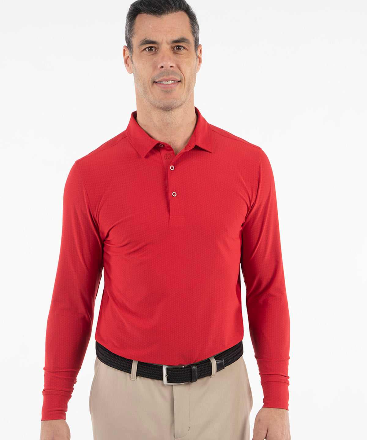 Performance Jersey Balata Print Long-Sleeve Polo
