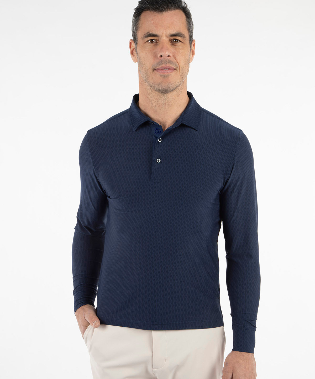 Performance Jersey Balata Print Long-Sleeve Polo