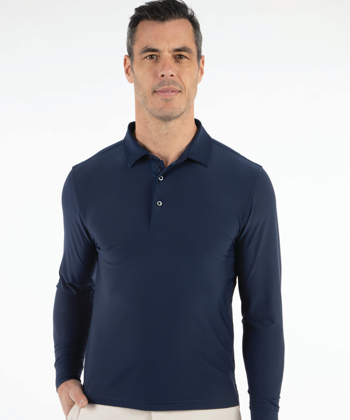 Performance Jersey Balata Print Long-Sleeve Polo