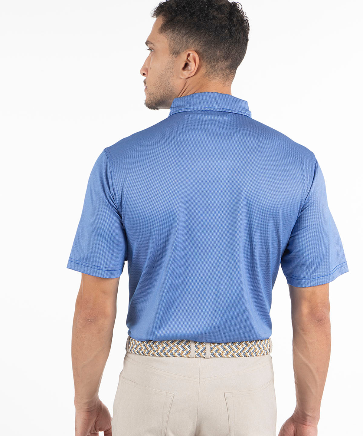 Performance Jacquard Dash Print Short-Sleeve Button-Down Collar Polo