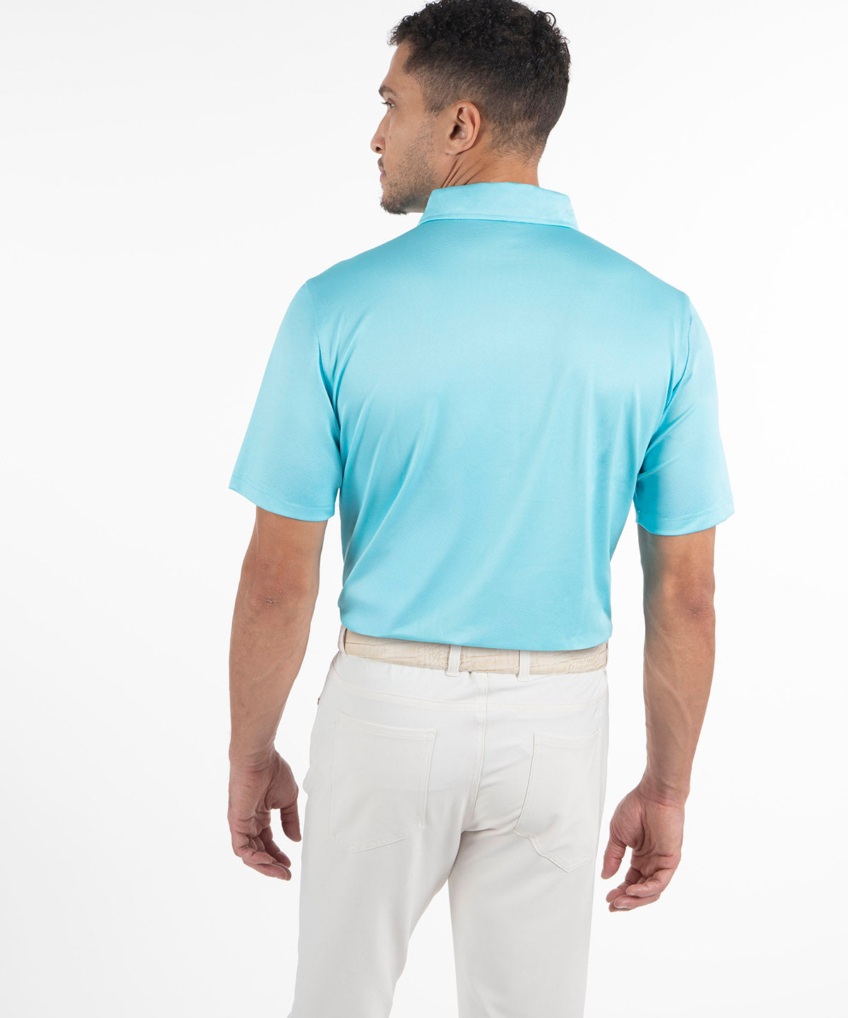 Performance Jacquard Dash Print Short-Sleeve Button-Down Collar Polo