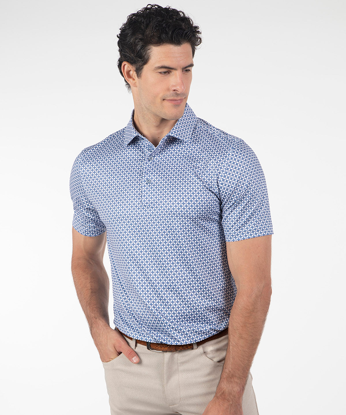 Performance Clover Gingham Print Short-Sleeve Polo
