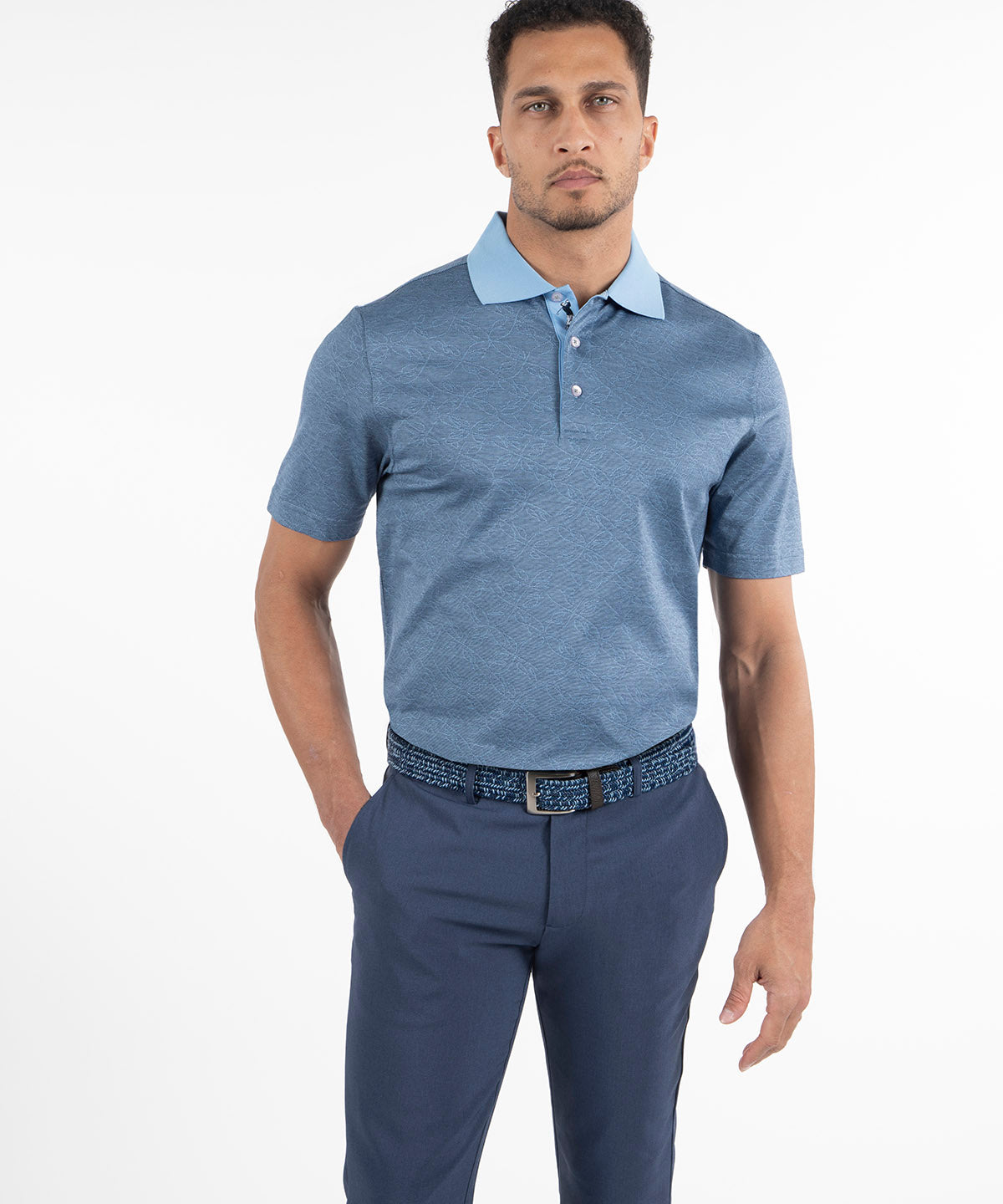 Signature Paisley Floral Jaquard Mercerized Cotton Polo
