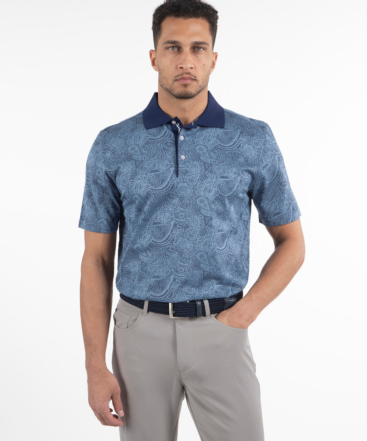 Signature Airdrie Floral Jacquard Mercerized Cotton Polo