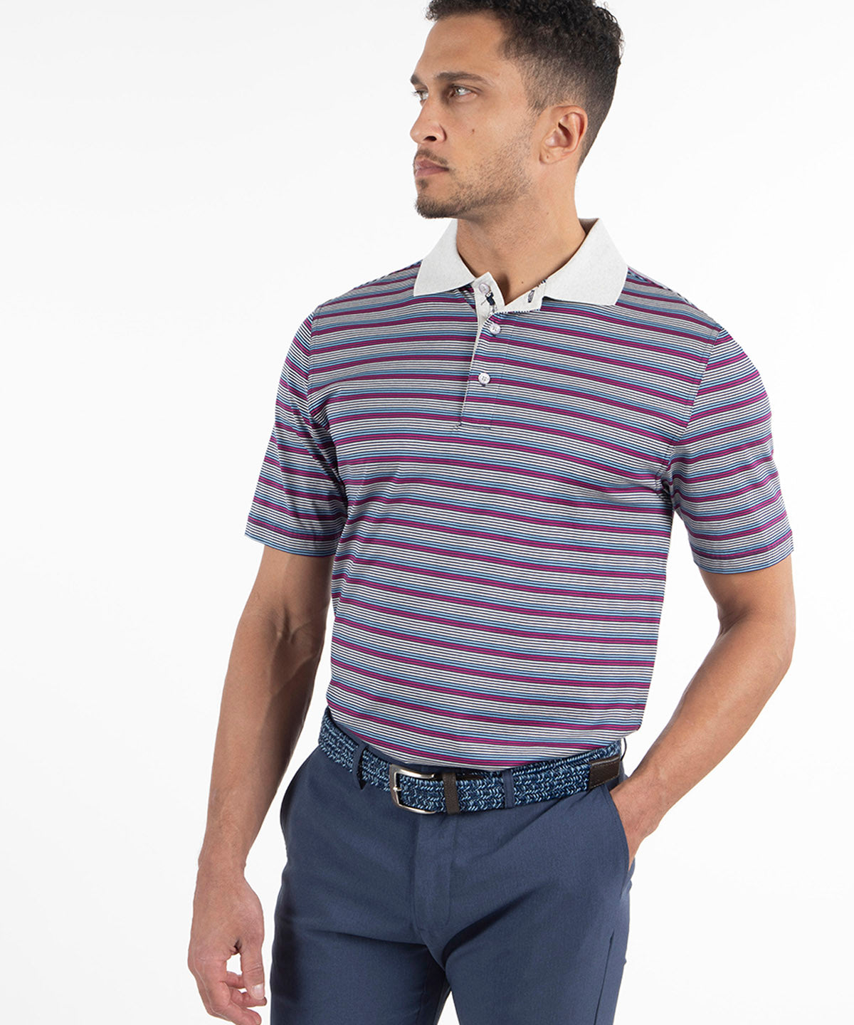 Signature Linwood Multi Stripe Mercerized Cotton Polo