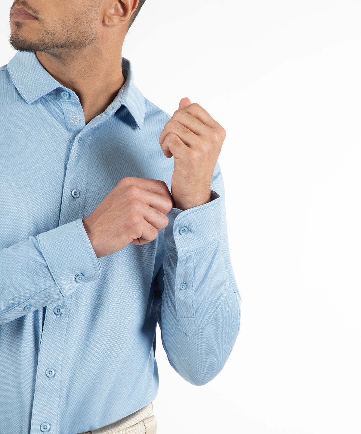 Performance Jacquard Dash Long-Sleeve Button-Down Sport Shirt