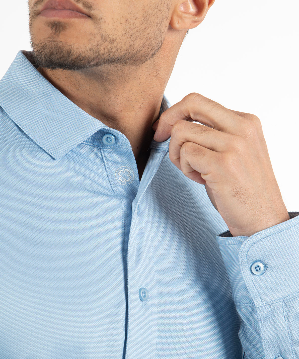 Performance Jacquard Dash Long-Sleeve Button-Down Sport Shirt