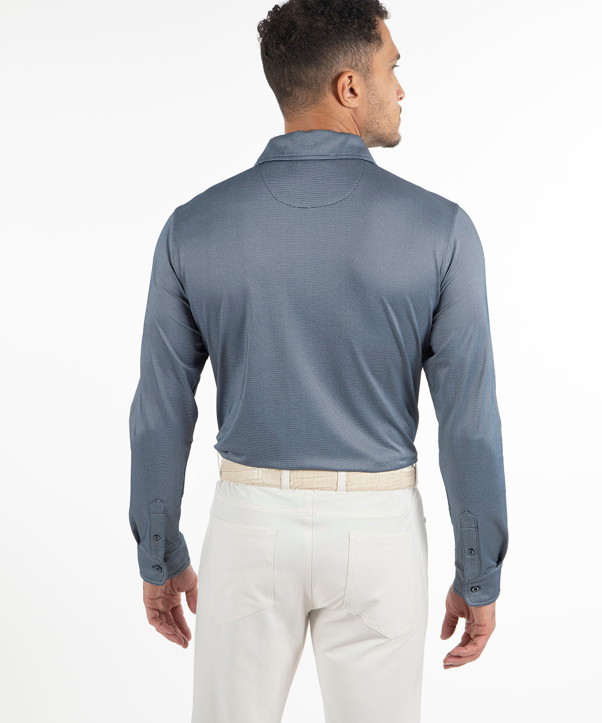 Performance Jacquard Dash Long-Sleeve Button-Down Sport Shirt