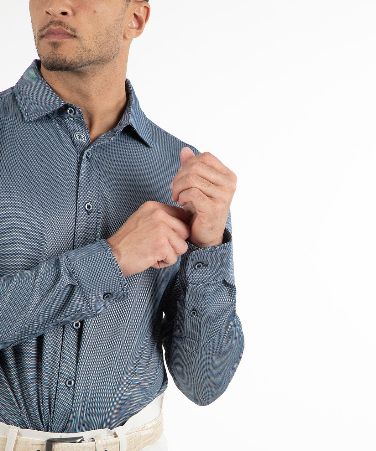 Performance Jacquard Dash Long-Sleeve Button-Down Sport Shirt