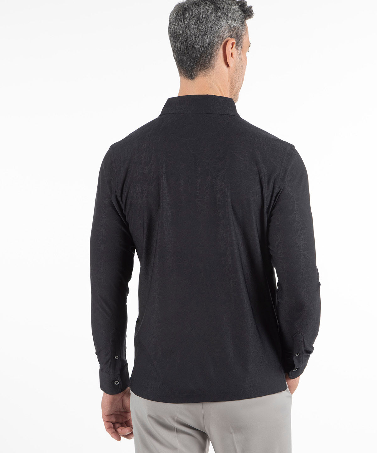 Performance Magnolia Jacquard Long-Sleeve Button-Down Sport Shirt