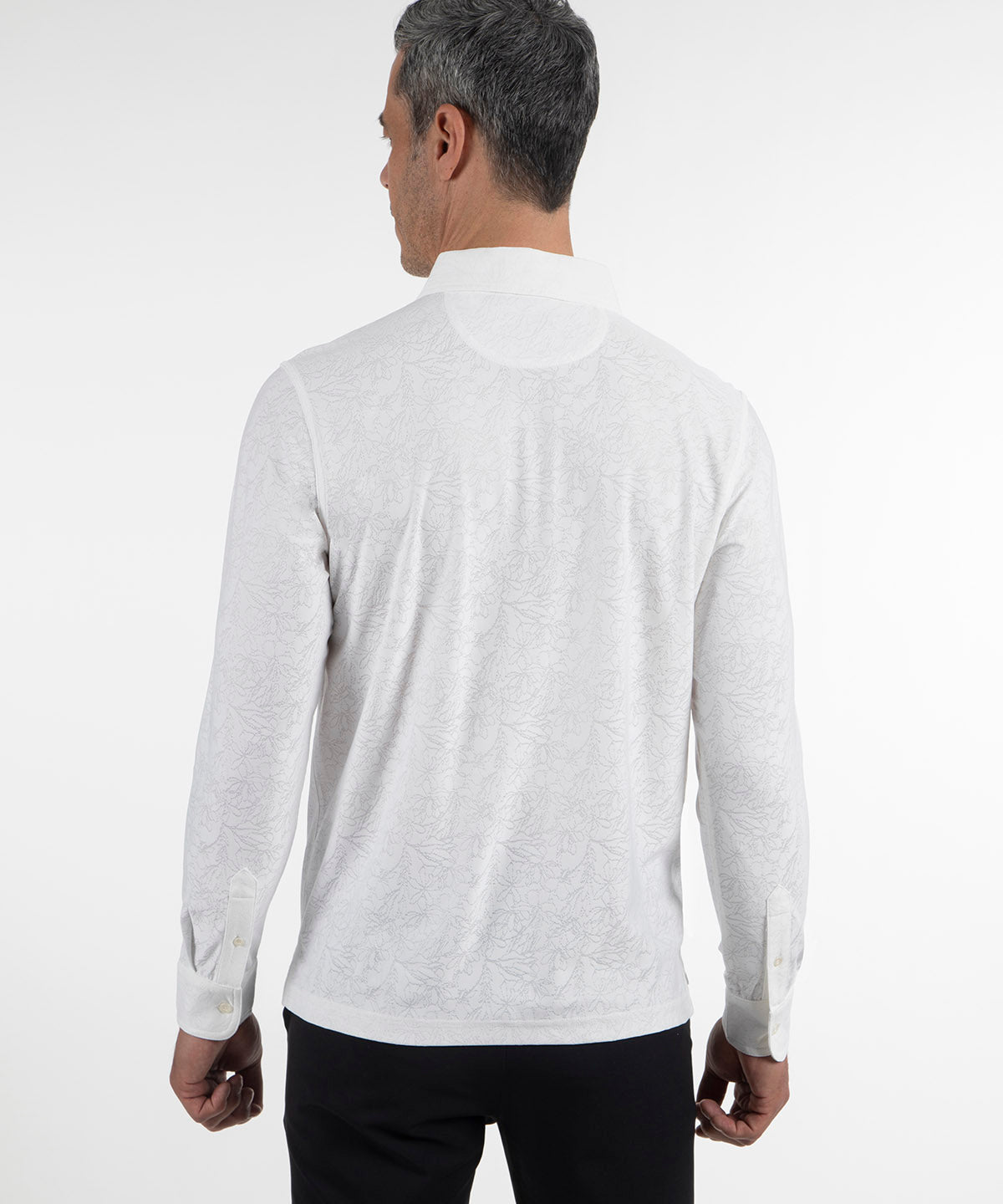 Performance Magnolia Jacquard Long-Sleeve Button-Down Sport Shirt