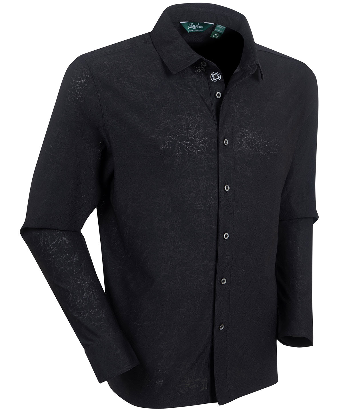Performance Magnolia Jacquard Long-Sleeve Button-Down Sport Shirt
