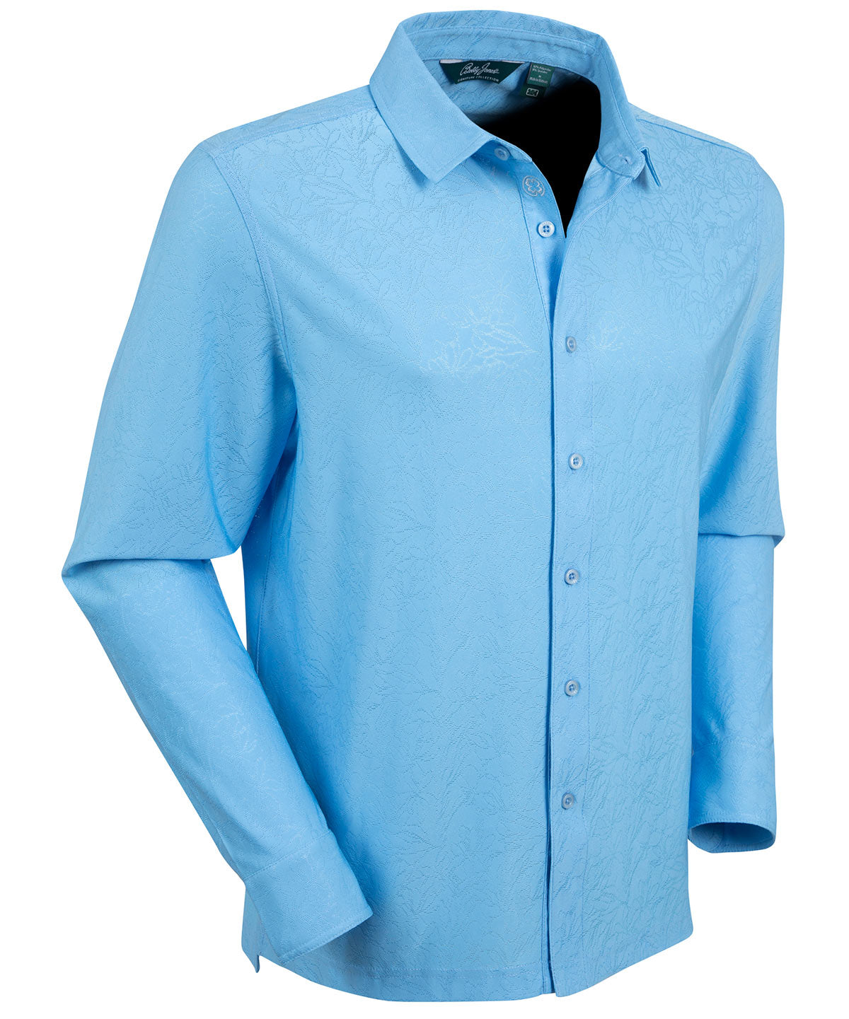 Performance Magnolia Jacquard Long-Sleeve Button-Down Sport Shirt