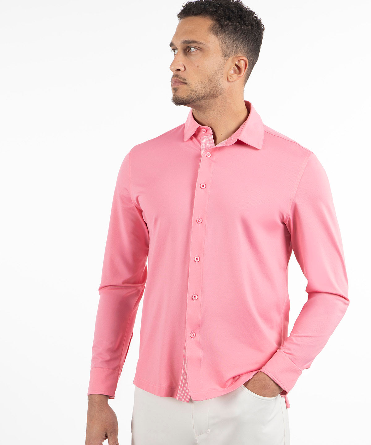Performance Cooling Heather Micro Pique Long-Sleeve Sport Shirt