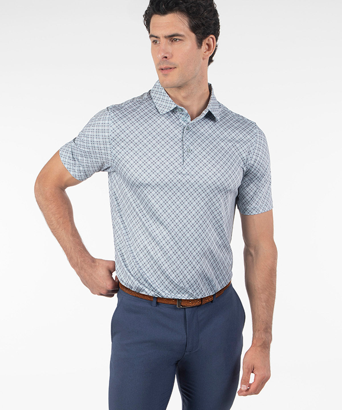 Performance Medallion Print Short-Sleeve Polo