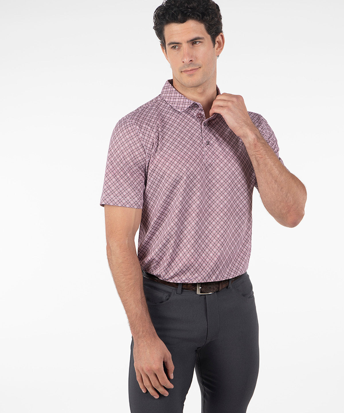 Performance Medallion Print Short-Sleeve Polo
