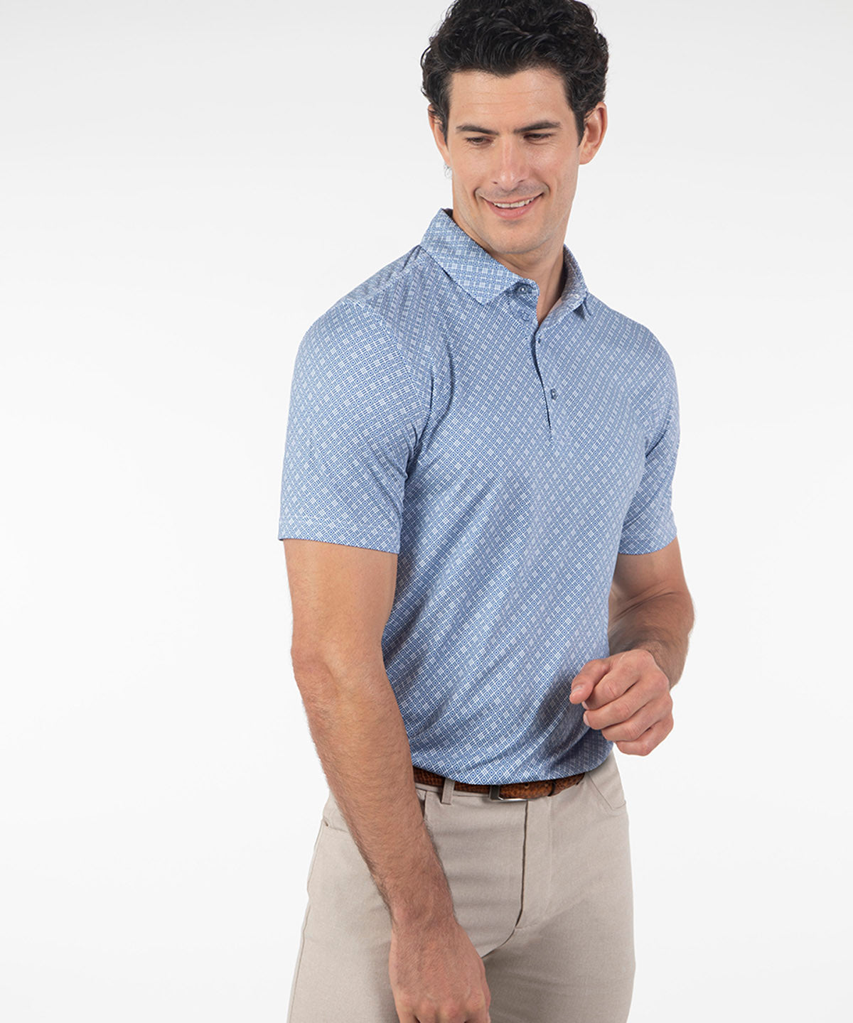 Performance Medallion Print Short-Sleeve Polo