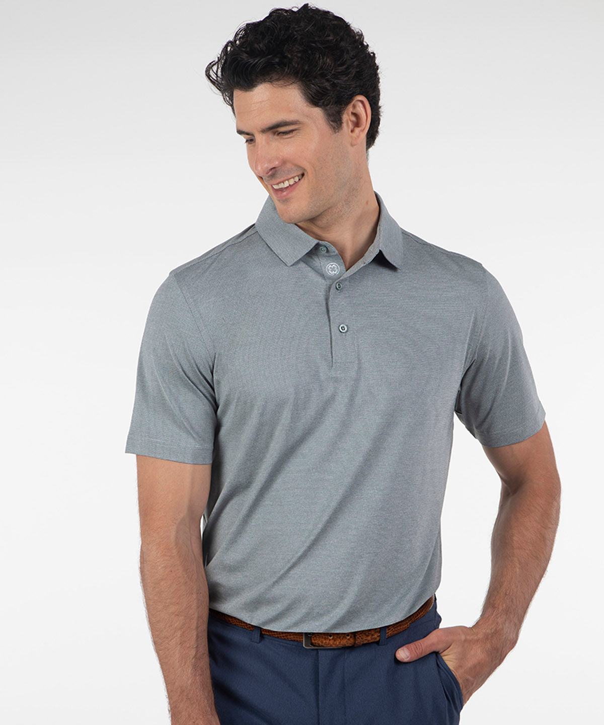 Performance Grid Jacquard Short-Sleeve Polo