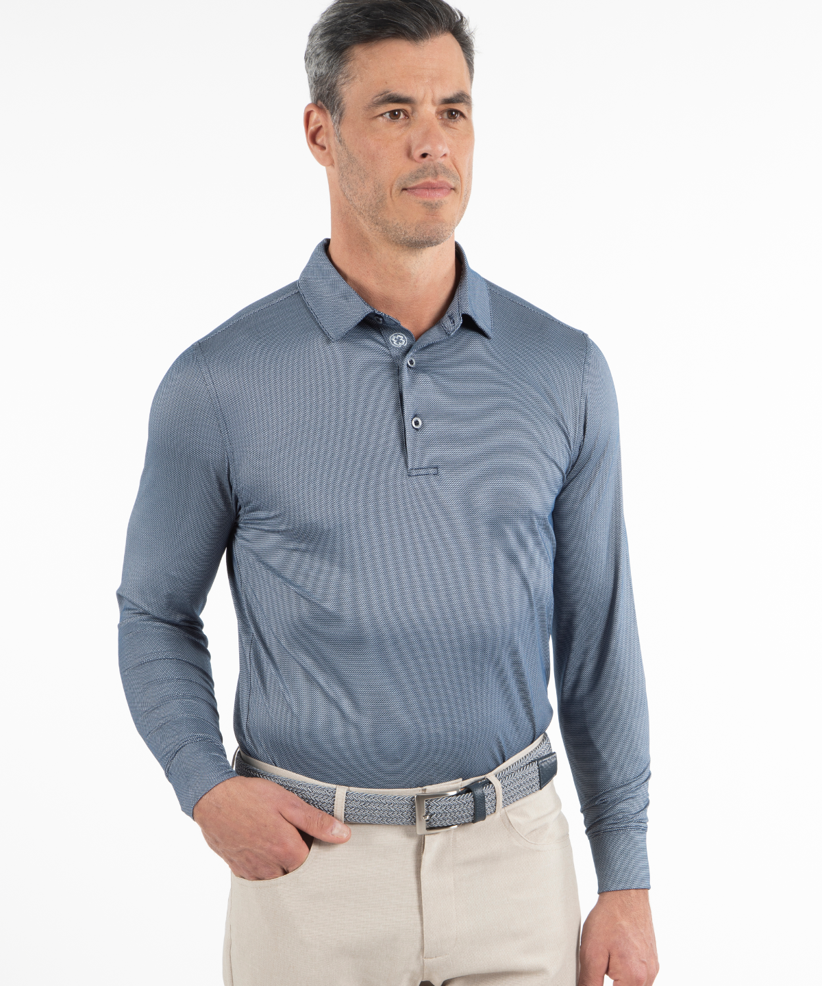 Performance Dash Jacquard Long-Sleeve Polo