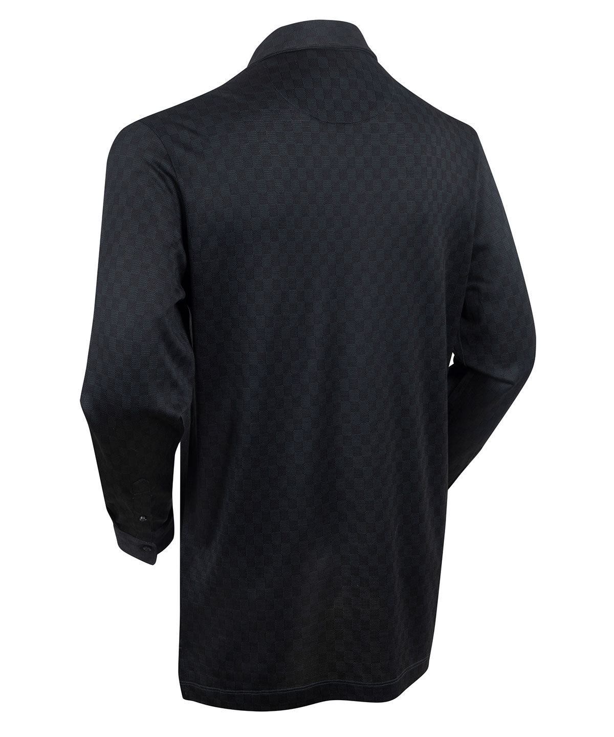 Heritage Messina Tonal Checkered Jacquard Italian Cotton/Silk Blend Long-Sleeve Polo