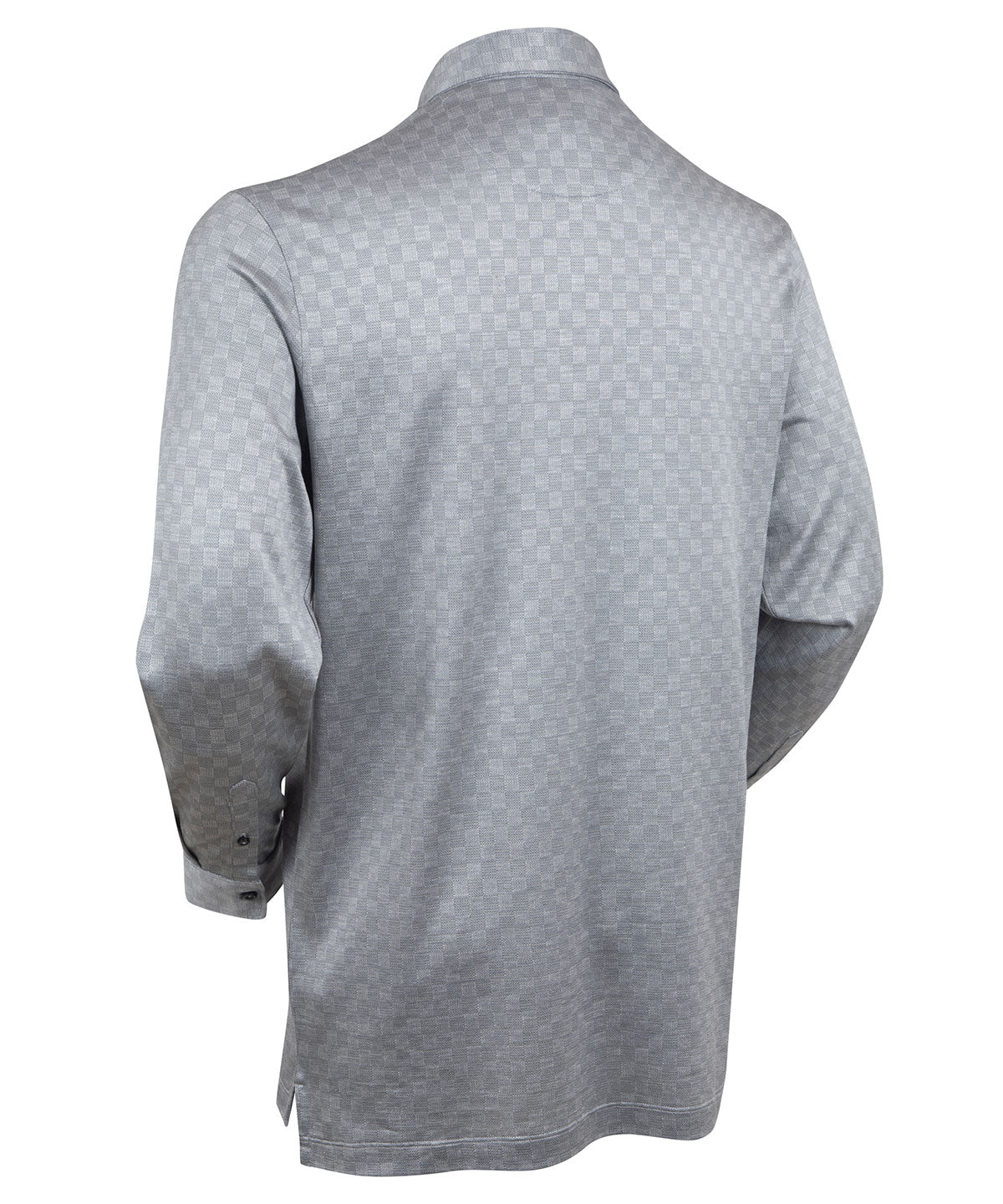 Heritage Messina Tonal Checkered Jacquard Italian Cotton/Silk Blend Long-Sleeve Polo