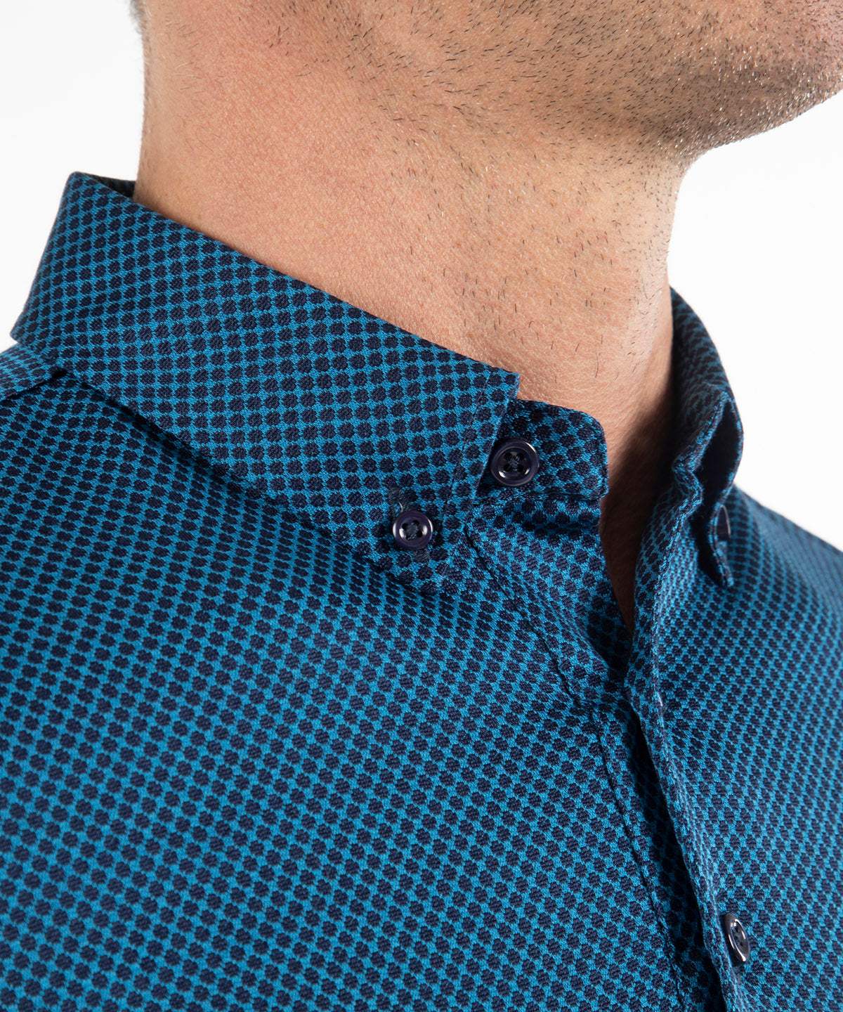 Heritage Ravenna Diamond Jacquard Italian Cotton/Silk Blend Short-Sleeve Polo