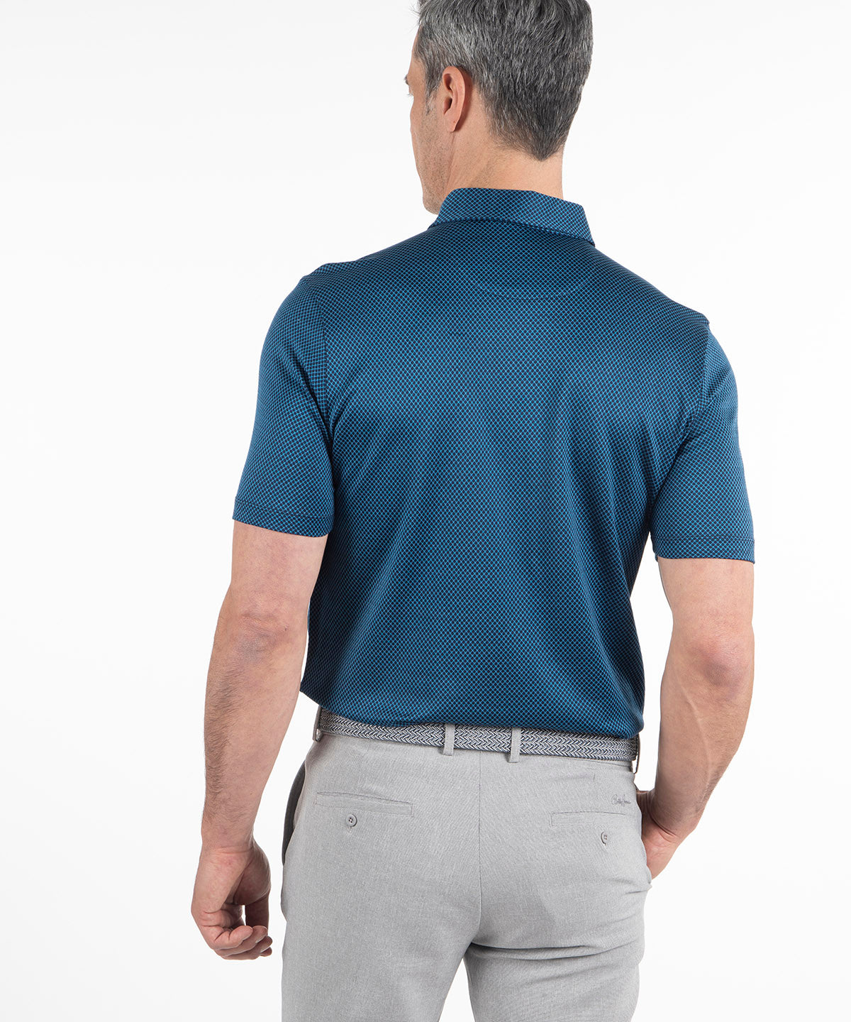 Heritage Ravenna Diamond Jacquard Italian Cotton/Silk Blend Short-Sleeve Polo