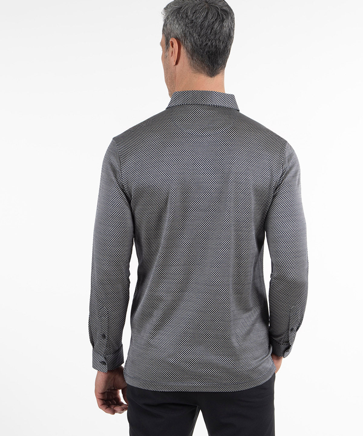 Heritage Sassari Diamond Jacquard Italian Cotton/Silk Blend Long-Sleeve Polo