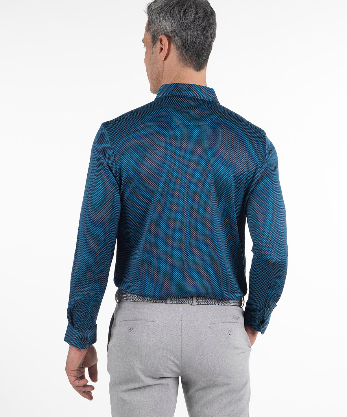 Heritage Sassari Diamond Jacquard Italian Cotton/Silk Blend Long-Sleeve Polo
