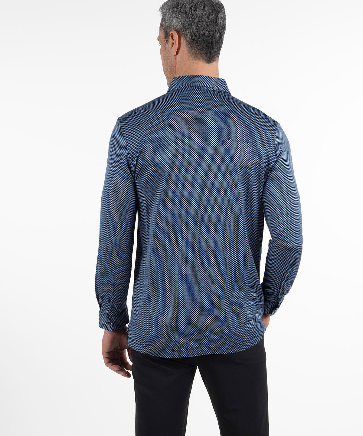 Heritage Sassari Diamond Jacquard Italian Cotton/Silk Blend Long-Sleeve Polo