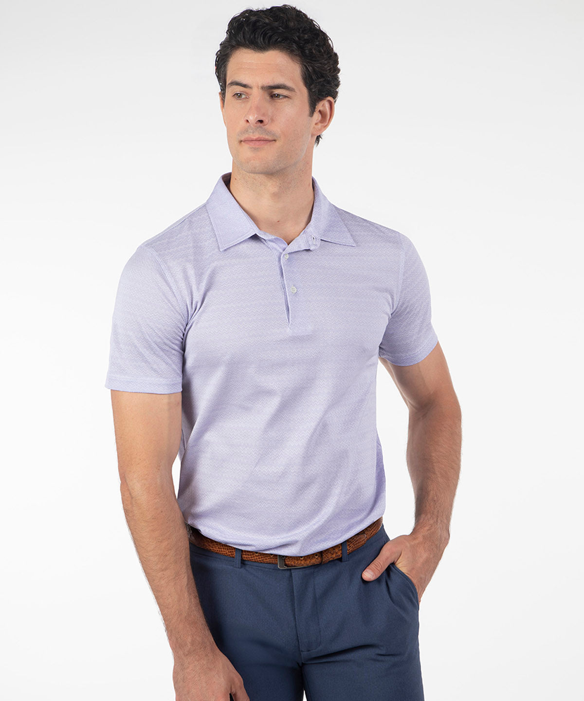 Heritage Varenna Chevron Jacquard Italian Cotton Short-Sleeve Polo