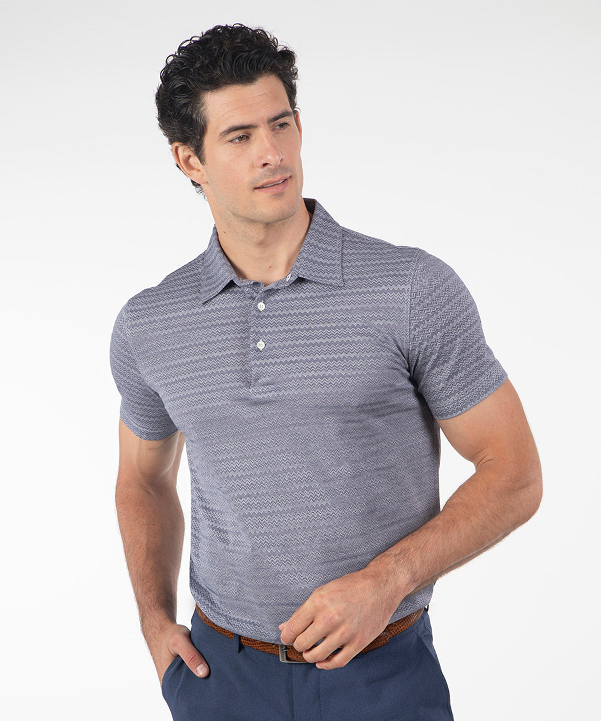Heritage Varenna Chevron Jacquard Italian Cotton Short-Sleeve Polo