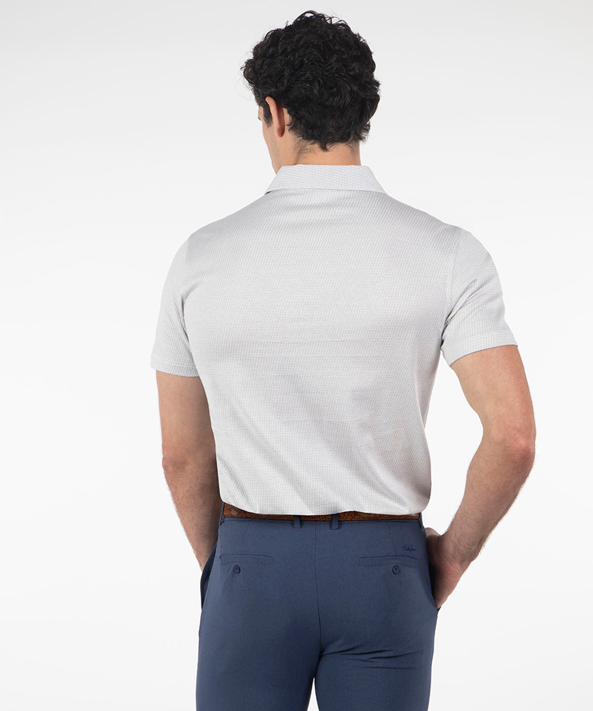 Heritage Cortina Micro Grid Jacquard Italian Cotton Short-Sleeve Polo