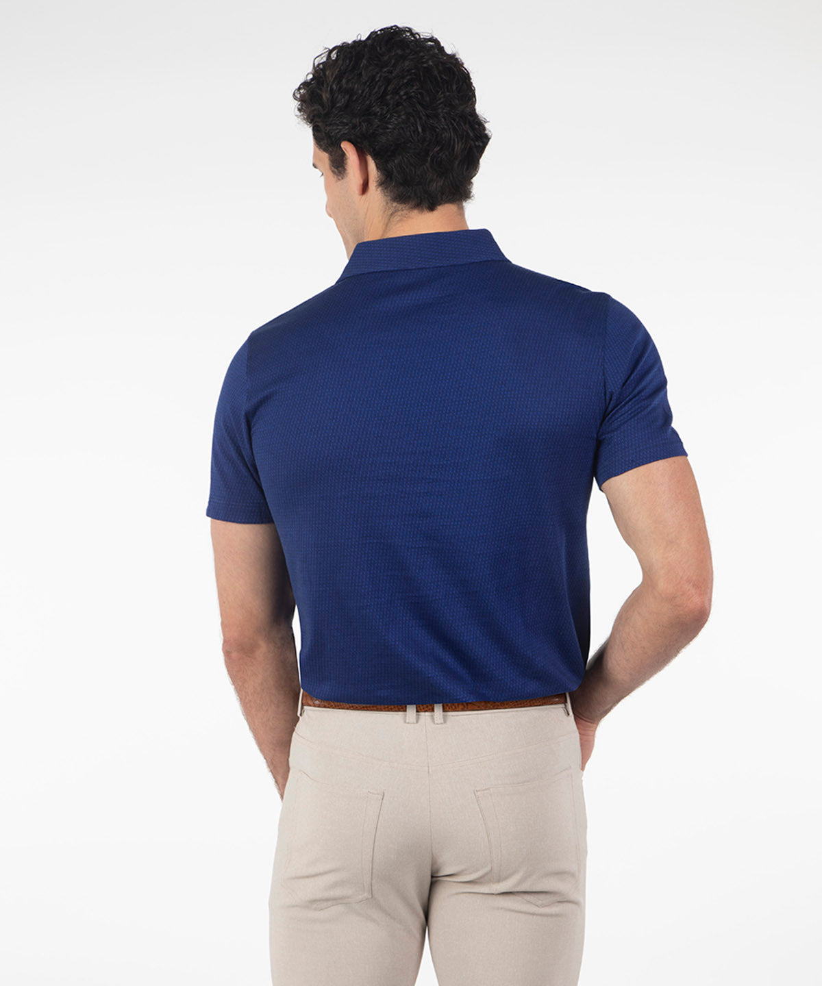 Heritage Cortina Micro Grid Jacquard Italian Cotton Short-Sleeve Polo