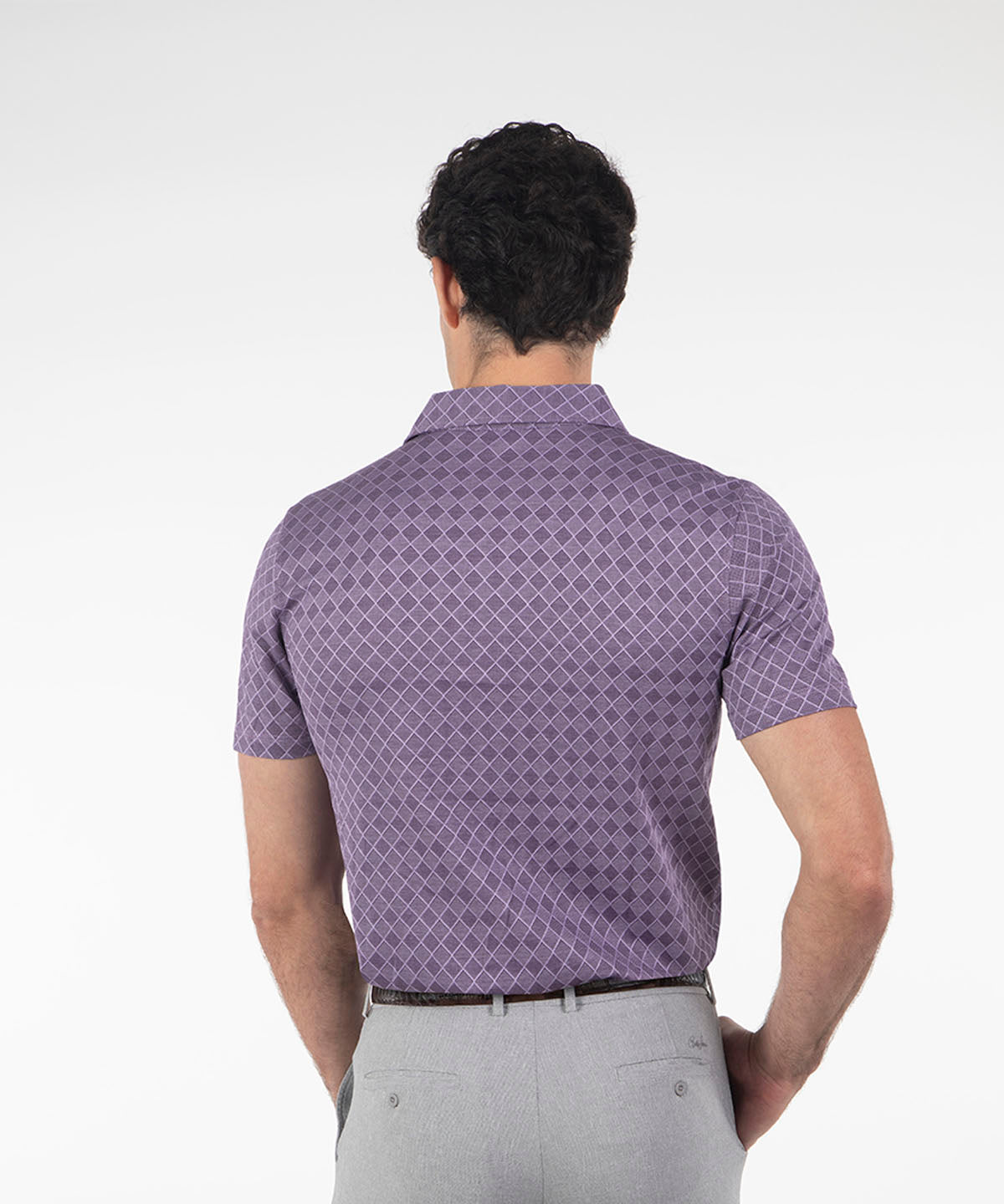 Heritage Loreto Diamond Grid Jacquard Italian Cotton Short-Sleeve Polo